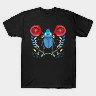 All Seeing Eye Beetle with Poppies T-Shirt